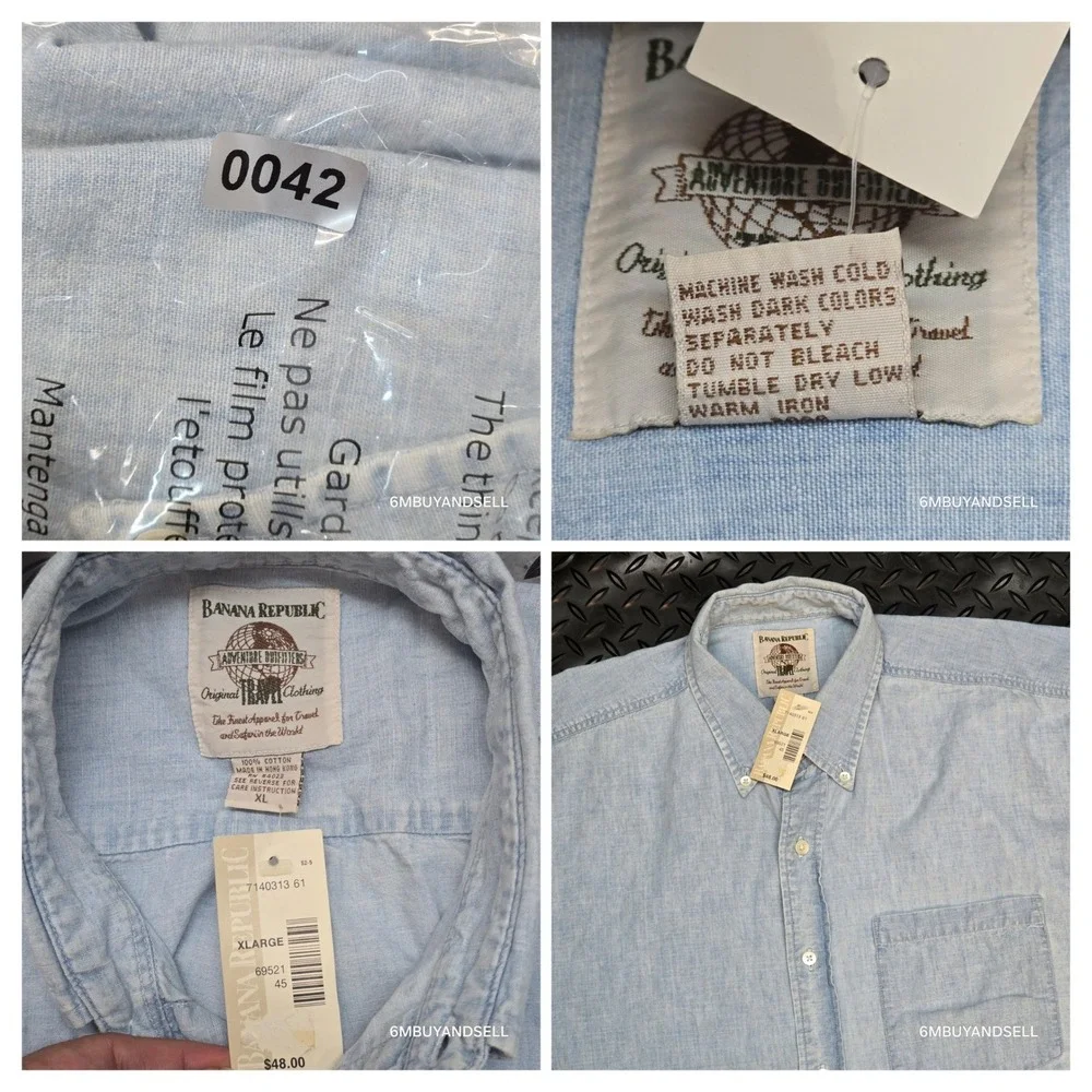 Banana Republic Vintage Adventure Outfitters Cotton Shirt XL Light‎ Blue 7140313